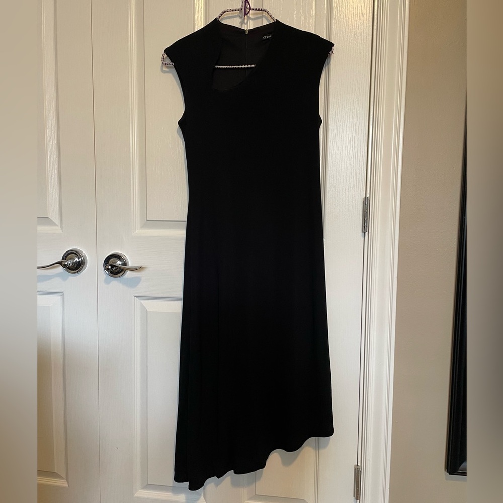 Asymmetrical Black Midi Dress